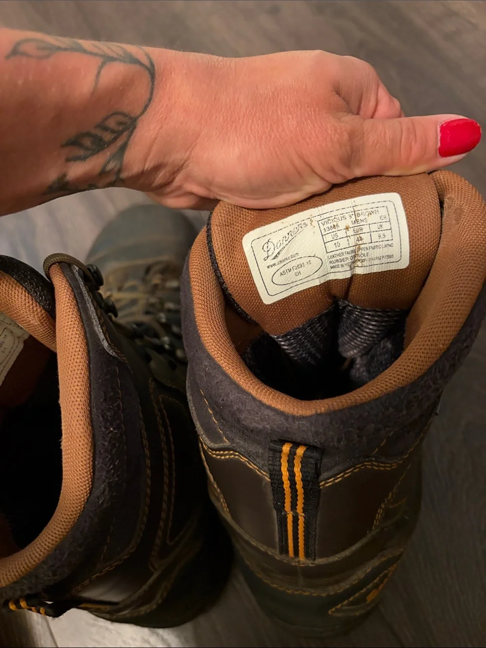 Danner Men's Dark Brown Leather Hiking Boots with Orange Accents